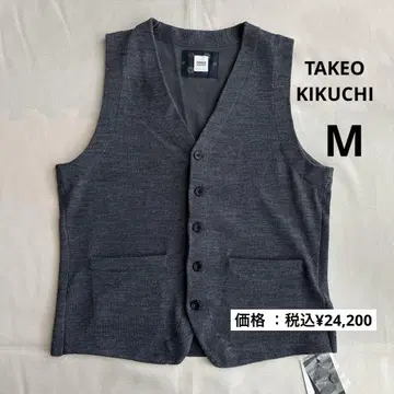 TAKEO KIKUCHI 안티 필링 니트 베스트 다크 그레이 베스트