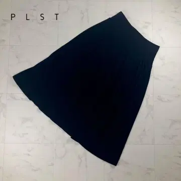 PLST 박스 플리츠 플레어 스커트 롱 기장 블랙 사이즈 2*NC273