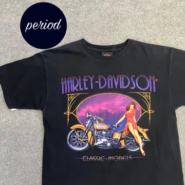 P1936 HARLEYDAVIDSON 핀업걸 프린트 티셔츠