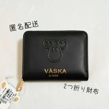 VASKAbymoz 베스카바이모즈 엠보싱 페이스 접이식 지갑 블랙