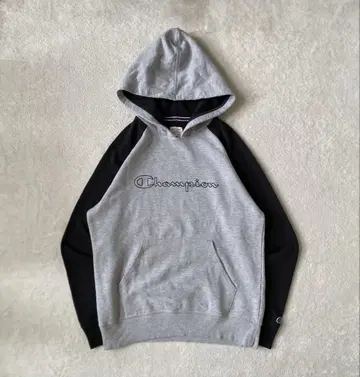 Champion 후드 부착 후드티 그레이/블랙 S 구제 의류