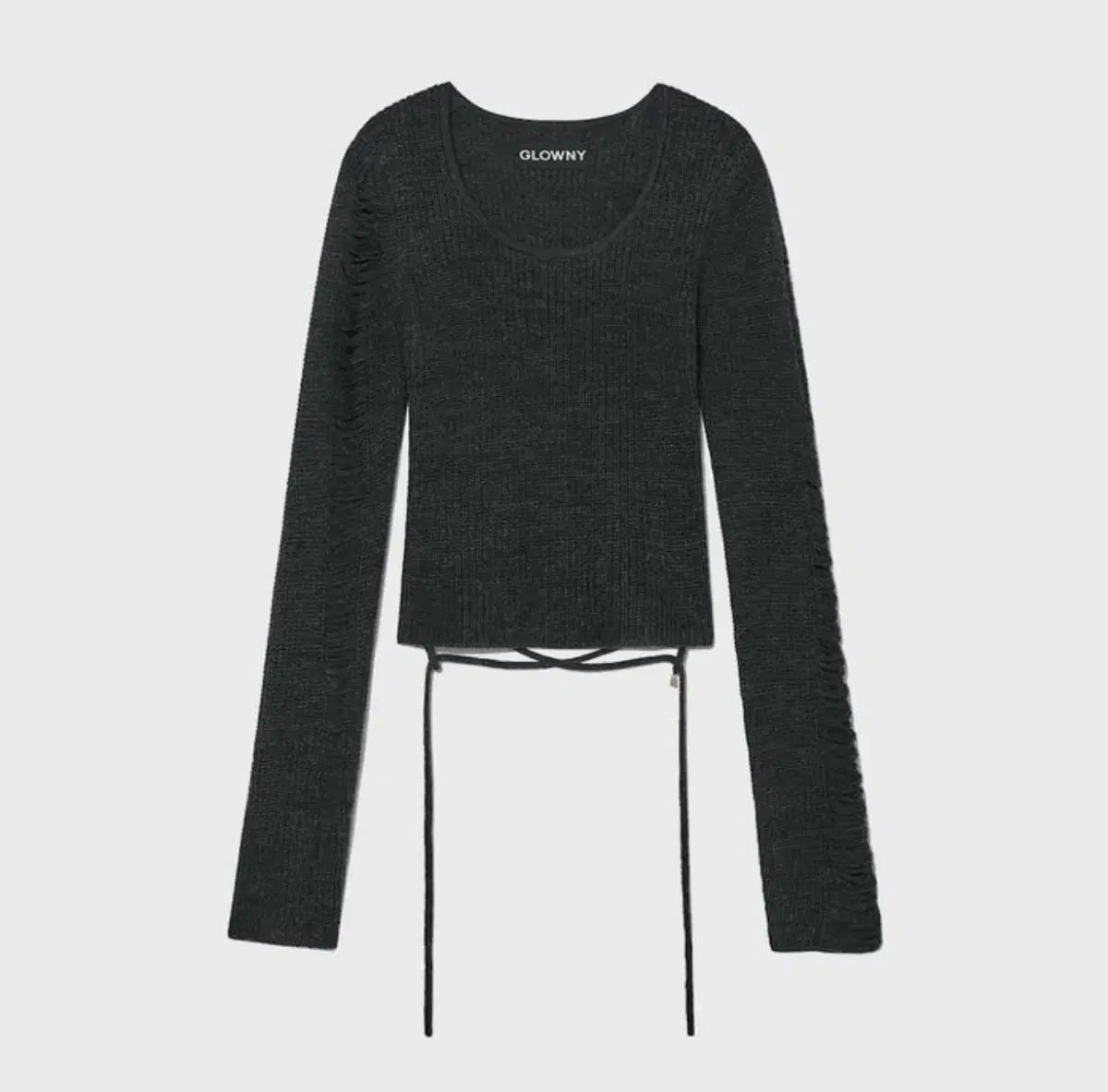 Glowny damaged wool knit top set [ charcoal
