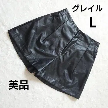 새상품급 GRL 그레일 블랙 인조 가죽 숏 팬츠 L