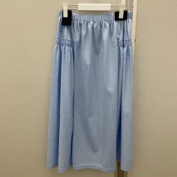 PICONE 스카이블루 스트라이프 플레어 허리 밴딩 스커트