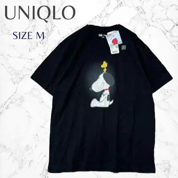 유니클로 새상품 택 M 스누피 피넛 UT 블랙 반팔 UT 완판템