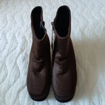 브라운 통굽 숏부츠 지퍼