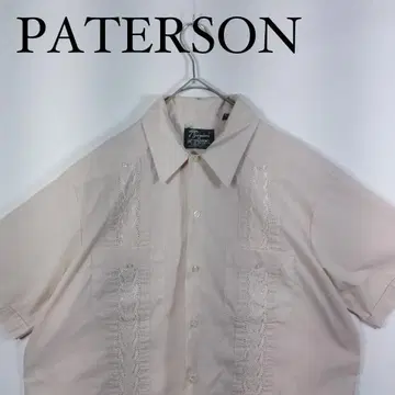 GUAYABERA PATTERSON 자수 반팔 쿠바 셔츠 베이지