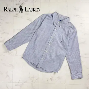 랄프 로렌 체크 무늬 버튼 다운 셔츠 블루 계열 사이즈 S*QC783