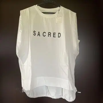 새상품 화이트 슬리브리스 티셔츠 SACRED 38