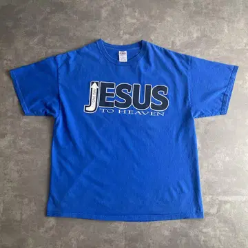 00s ONE WAY TO HEAVEN JESUS 티셔츠 파랑 XL