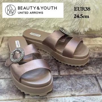 새상품급 UNITED ARROWS 비쥬가 달린 새틴 샌들 24.5cm