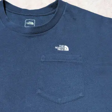 THE NORTH FACE 네이비 티셔츠 반팔 포켓 부착