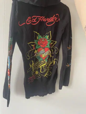 Ed Hardy 큐빅 후드 부착 긴팔 티셔츠