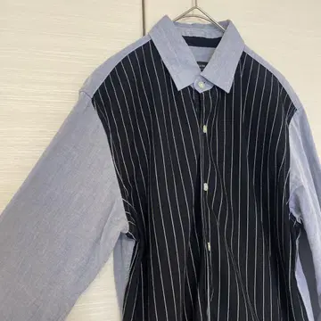 COMME CA ISM 남성용 긴팔 셔츠 스트라이프 데님 스타일 M