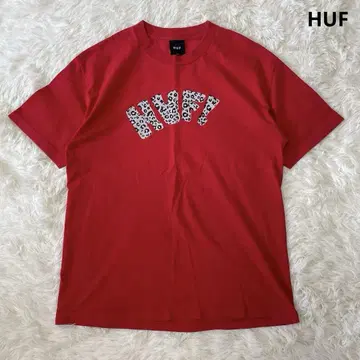 HUF 티셔츠 레드 빨간색 레오파드 애니멀 무늬 L 스트릿 Huf