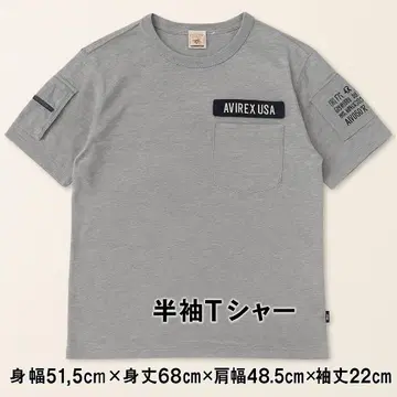 아비렉스 반팔 티셔츠 그레이 L 와펜 로고 부착 포켓 부착