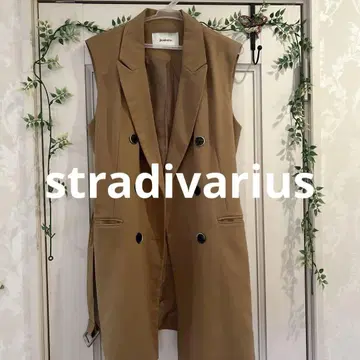 Stradivarius 카멜 더블 브레스트 베스트 L
