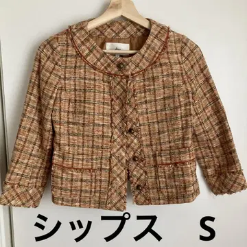 노카라 오렌지 체크 자켓 S