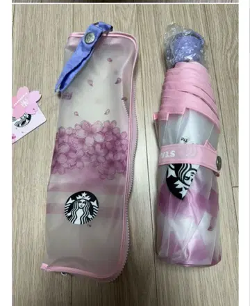 <>스타벅스 한국 접이식 우산 벚꽃 패턴 핑크