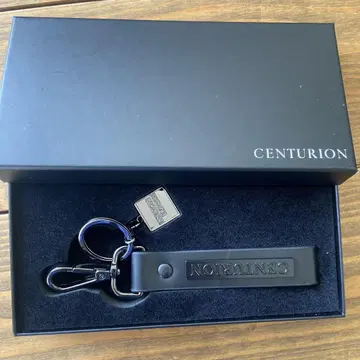 CENTURION 블랙 가죽 키체인