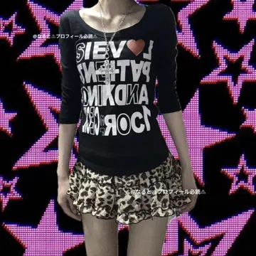 grunge 헤이세이 갸루 로고 위시 코어 롱 T 큐빅 00s