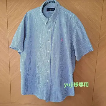 새상품급 RALPH LAUREN 시어서커 버튼 다운 반팔 셔츠 XL