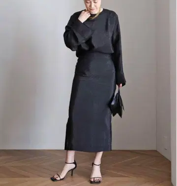 새상품 Deuxime Classe GLOW 스커트 라메 롱 실크 혼방