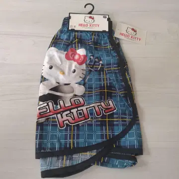 HELLO KITTY 체크 무늬 앞면 잠금 트렁크 파랑
