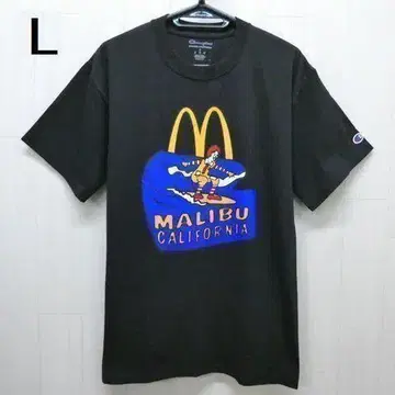 챔피온 맥도날드 말리부 도날드 서핑 반팔 티셔츠 L 블랙