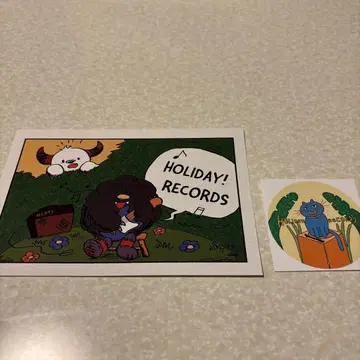 레코드 가게 스티커 "HOLIDAY! RECORDS" 엽서, 스티커