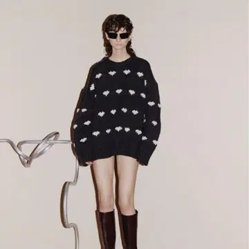 nKnit 하트 니트 네이비