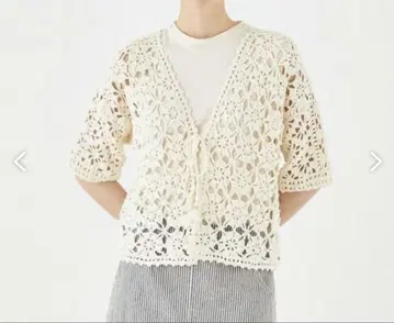 SALE! 모티브 크로셰 하프 슬리브 가디건
