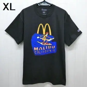 챔피온 맥도날드 말리부 도날드 서핑 반팔 티셔츠 XL 블랙