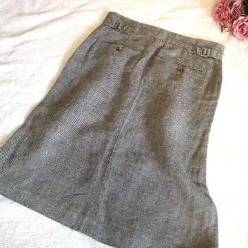 마가렛 호웰 그레이 헤링본 무릎 기장 스커트 린넨 100%