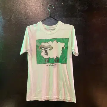 80s 아트 빈티지 양 티셔츠 싱글 스티치