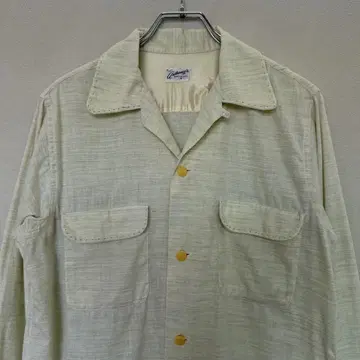 Vintage 50's 핸드 스티치 오픈 카라 셔츠 루프 칼라