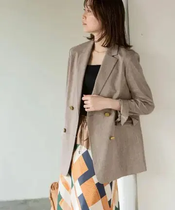 Noble 린넨 스트레치 더블 브레스트 자켓 새상품급