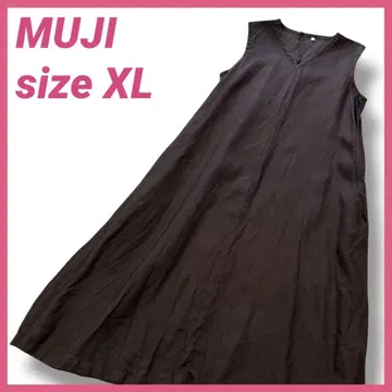 무인양품 MUJI 린넨 슬리브리스 원피스 XL 다크 브라운 린넨