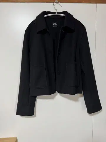 블랙 더플 코트 울 혼방