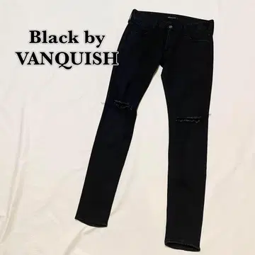 사이즈 M Black by VANQUISH 블랙 데님 데미지 슬림