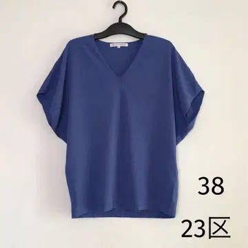 23구 레이온 폴리에스테르 V넥 풀오버 상의 블루