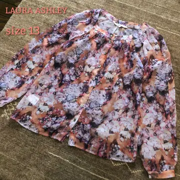 LAURA ASHLEY 꽃무늬 프린트 노카라 쉬폰 블라우스 13호