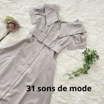 31 sons de mode 반팔 롱 원피스 빅 칼라 금장 버튼 여름