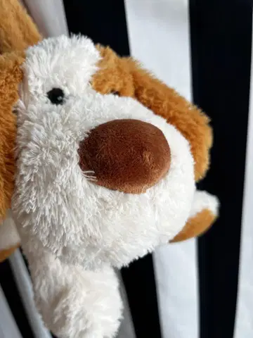 나에게 주세요 개 봉제 인형 손잡이 포함 브라운 화이트 새상품급