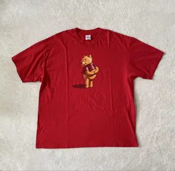 90s 디즈니 TEE USA제 빨간색 2XL 푸우 구제 의류