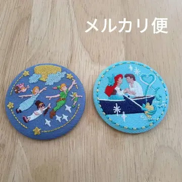 디즈니 자수 캔뱃지 피터팬 인어공주 2종 세트