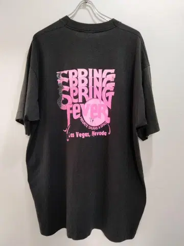 싱글 스티치 티셔츠 라스베가스 사우나 블랙 90s
