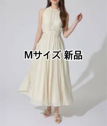 rienda 홀터넥 개더 플레어 원피스