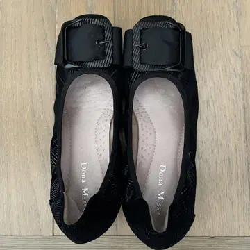 Dona Miss 블랙 플랫 슈즈 버클 장식