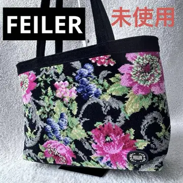 미사용 FEILER 페이러 셔닐 직조 꽃무늬 빅 토트백 A4 가능